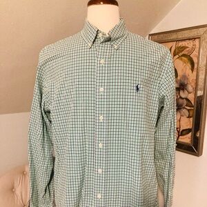 Polo by Ralph Lauren Green and Blue Casual Button Down Shirt XL Classic Fit EUC